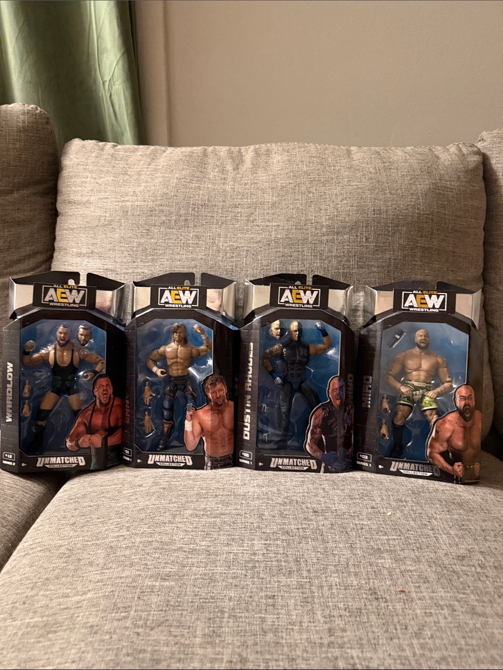 AEW Unmatched set of 4 figures. Kenny Omega, Wardlow, Dustin Rhodes and Miro.
